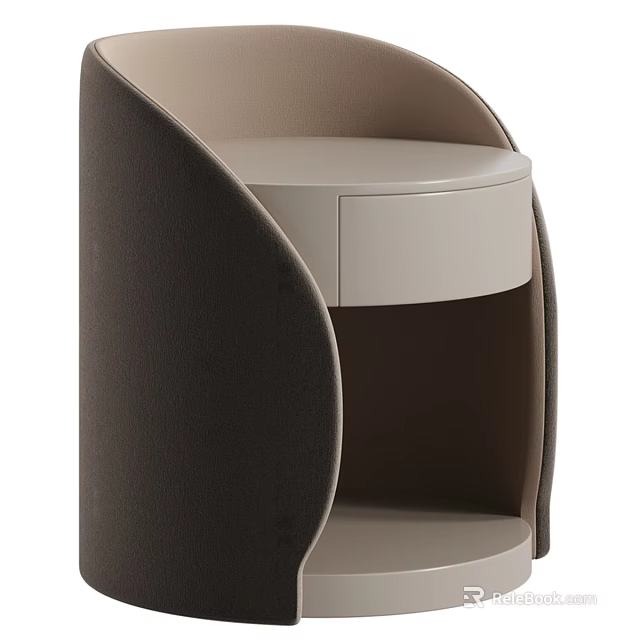 Modern Chest of Drawers With Curved Frame Light Gray Drawer And Dark Brown Accent 3d model 