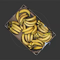 Fresh Ripe Bananas in an Open Cardboard Box with Torn Edges and Stickers