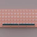 Organized Pink Numbered Lockers With Benches In Public Storage Area