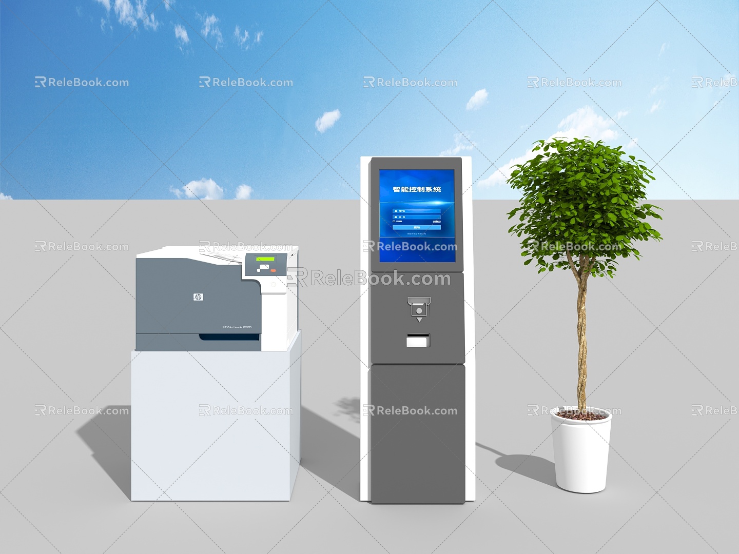 Modern printer automatic query machine plant 3d model