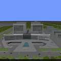 Modern Hospital Building Architecture With Green Roof Surrounding Trees And Road Access