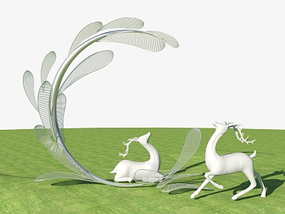 Modern City Sculpture Landscape Sculpture Park Sculpture Deer Sculpture 3d model