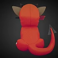 Cartoon Dog In Red Hoodie With Devil Horns Trident And Tail On Dark Background
