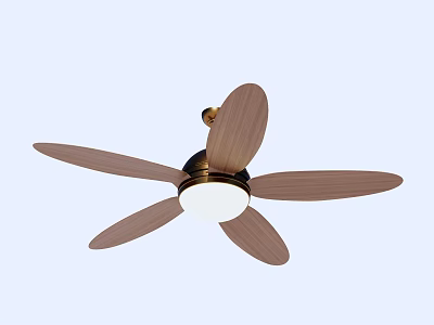 Modern Ceiling Fan With Five Wooden Blades And Built In Light 3d model