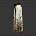 Elegant Long Skirt With Red Top White Body And Colorful Floral Pattern
