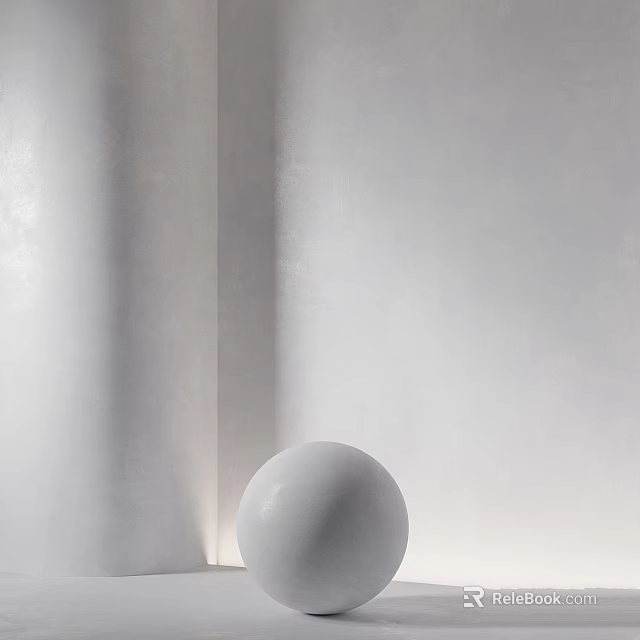 White Spherical Component Placed In White Corner With Light Shadow Contrast 3d model 