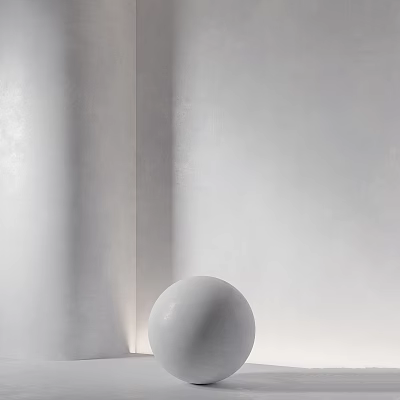 White Spherical Component Placed In White Corner With Light Shadow Contrast 3d model