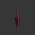 Detailed Vibrant Dinosaur With Red Spines Purple Body Open Mouth 3D Render
