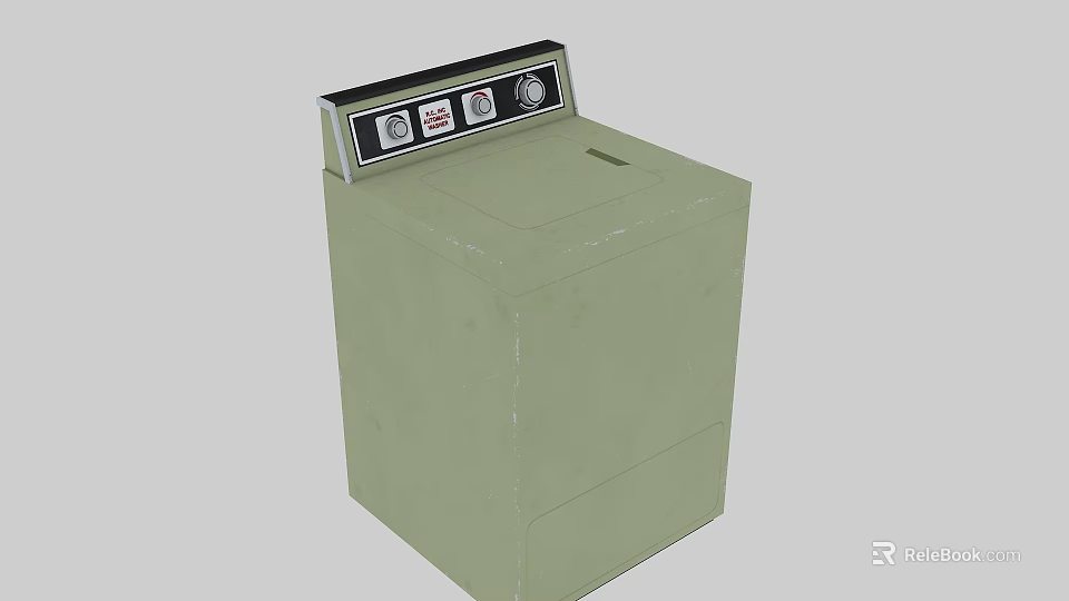 Daily Use Electrical Appliance Green Top Loading Washing Machine With Control Panel Knobs And Buttons 3d model 