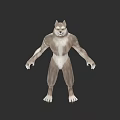 Wolf Like Humanoid Creature With Muscular Body Standing 3d model