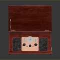 Red Retro Record Player Audio System Featuring Vintage Design Turntable Control Panel And Speakers 3d model