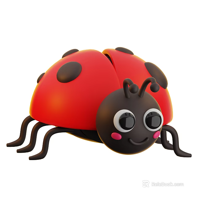 Cute Cartoon Reptile Character With Red Shell Black Spots And Big Eyes 3d model 