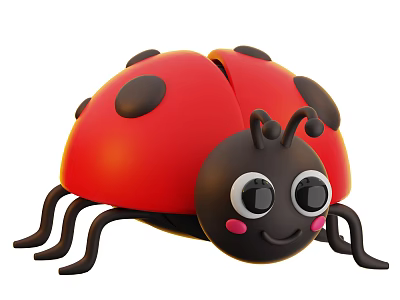 Cute Cartoon Reptile Character With Red Shell Black Spots And Big Eyes 3d model