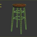 Red Padded Seat Bar Stool With Sturdy Wooden Frame And Classic Design