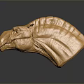 Golden Horse Head Sculpture With Metallic Shiny Surface And Detailed Artistic Features