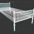 Vintage Iron Double Bed With Rusted Frame And Patterned Mattress 3d model