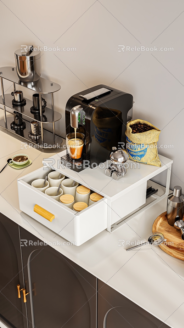 Kitchen Utensils Coffee Machine Drawer Bread Machine Kitchen Ornaments Kitchen Decorations Cup Coffee Cup 3d model