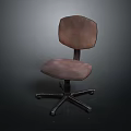 Swivel Dining Chair with Padded Seat Curved Backrest and Metal Wheel Base Brown Upholstery