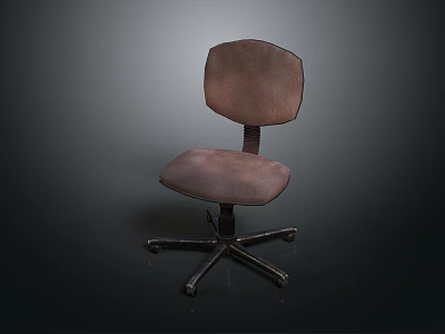 Swivel Dining Chair with Padded Seat Curved Backrest and Metal Wheel Base Brown Upholstery 3d model