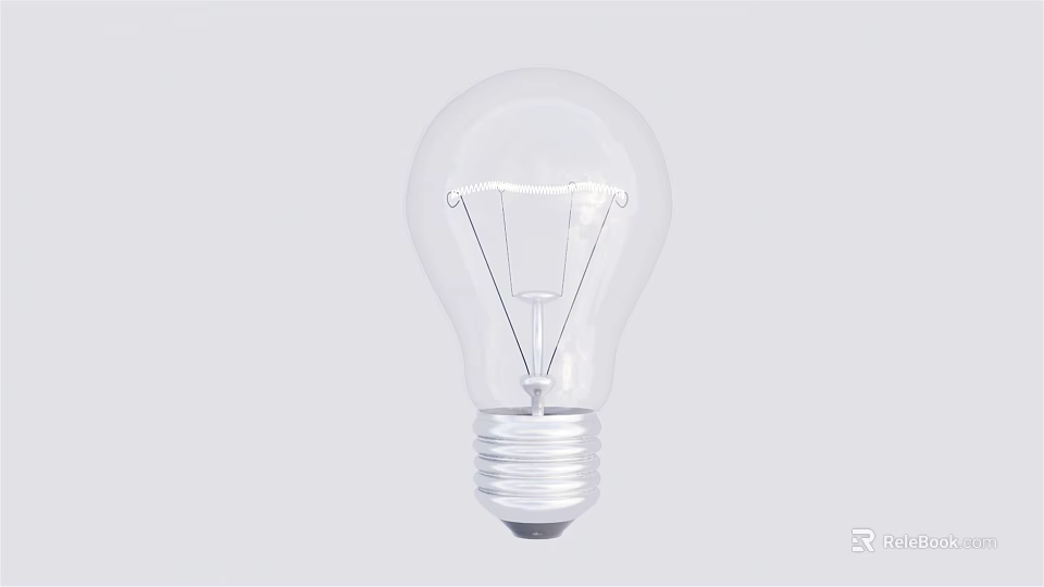Transparent Light Bulb With Visible Filament And Silver Screw Base Design 3d model 