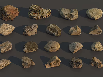 Natural Stone Samples Displaying Various Shapes And Different Textures 3d model