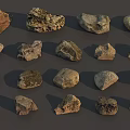 Natural Stone Samples Displaying Various Shapes And Different Textures 3d model