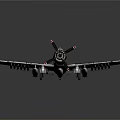 Military Aircraft With Camouflage Paint Bombs Under Wings And Propeller On Dark Background