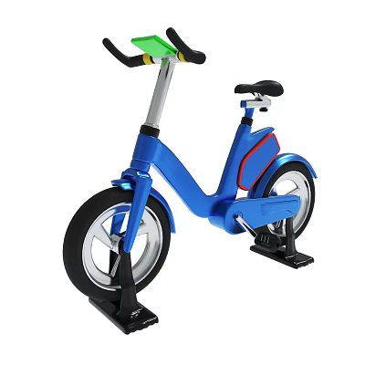 Modern Kids Bicycle Featuring Blue Frame Green Handlebar And Training Wheels 3d model