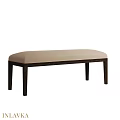 Modern Minimalist Upholstered Bench With Beige Cushion And Dark Wooden Legs