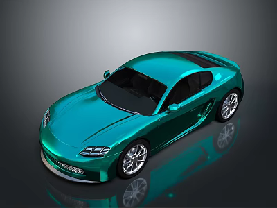 Green Sports Car With Modern Sleek Body And Shiny Aerodynamic Design 3d model