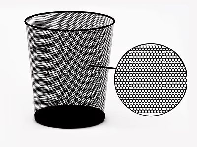 Metal Mesh Public Trash Can With Hexagonal Grid Design And Black Base 3d model
