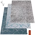 Square Rug With Modern Abstract Design Featuring Floral Motifs And Geometric Accents