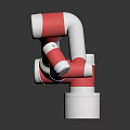 Red And Silver Robotic Arm With Flexible Joints For Industrial Applications