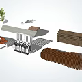 Diverse Outdoor Landscape Seats With Wooden Metal Designs And Garden Elements