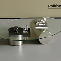 Modern Glass Coffee Table With Oval Top Metal Base And Decorative Book Glass