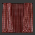 Stylish Gray and White Double Layer Curtains with Soft Texture 3d model