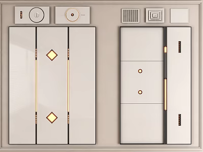 Modern Style Ceiling Design With Symmetric Panels And Golden Details 3d model
