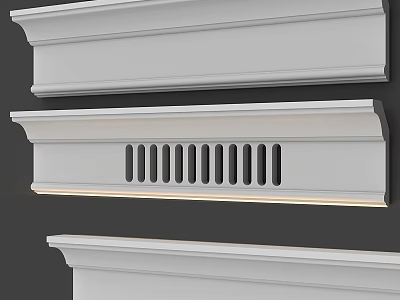 Modern Gypsum Cornice Molding Designs For Interior Decoration With Decorative Grooves And Lighting 3d model