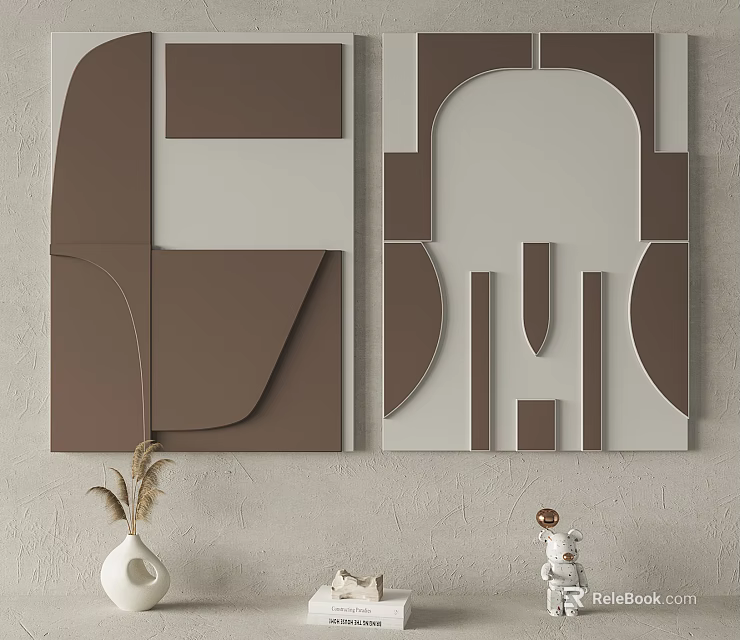 Minimalist Interior Decor With Geometric Art And Ornaments 3d model