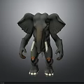 3D Character Elephant Creature Design with Large Ears White Tusks and Red Knee Details