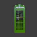 Green Telephone Booth Public Facility With Classic Design And Glass Panels