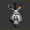 Cartoon Zebra Head with Black and White Stripes Orange Ears Gray Background and Reflection