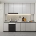 Modern Kitchen Interior With White Cabinets Countertop Appliances Green Plant And Window