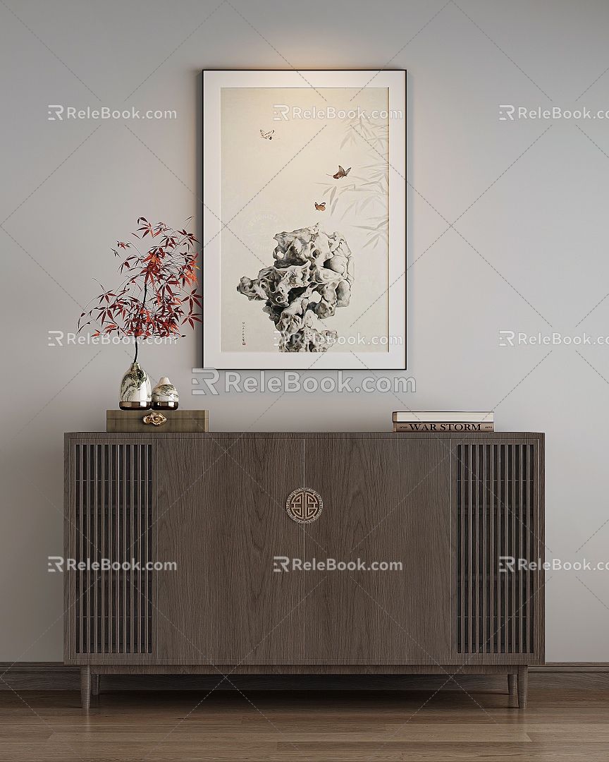 New Chinese Style Entrance Cabinet Side Cabinet 3d model