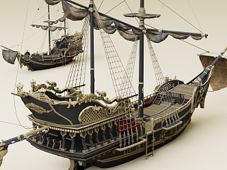 ancient superfine warship sailing ship cannon ancient warship ancient warship ancient warship ancient sailing ship 3d model