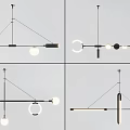 Modern Geometric Chandelier Designs With Circular Shades Linear Structures And Metal Frames 3d model