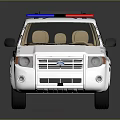 White SUV Style Police Car With Roof Mounted Lights And POLICE Decals