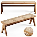 Modern Wooden Public Chair With Woven Seat And Crossed Legs Design