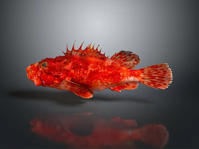 Red Spiny Fish With Vibrant Red Color And Spotted Pattern Sharp Dorsal Fins 3d model