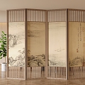 New Chinese Partition Screen Foldable Screen Partition 3d model